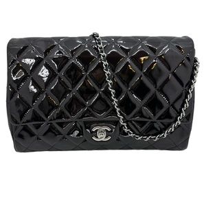 Auth Chanel New Clutch With Chain Black